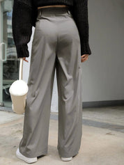 CURVE BY KOTTY Women Relaxed Straight Leg High-Rise Easy Wash Pleated Trouser