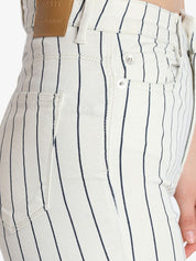 Kotty Women White Striped Skinny Fit High-Rise Slash Knee Jeans