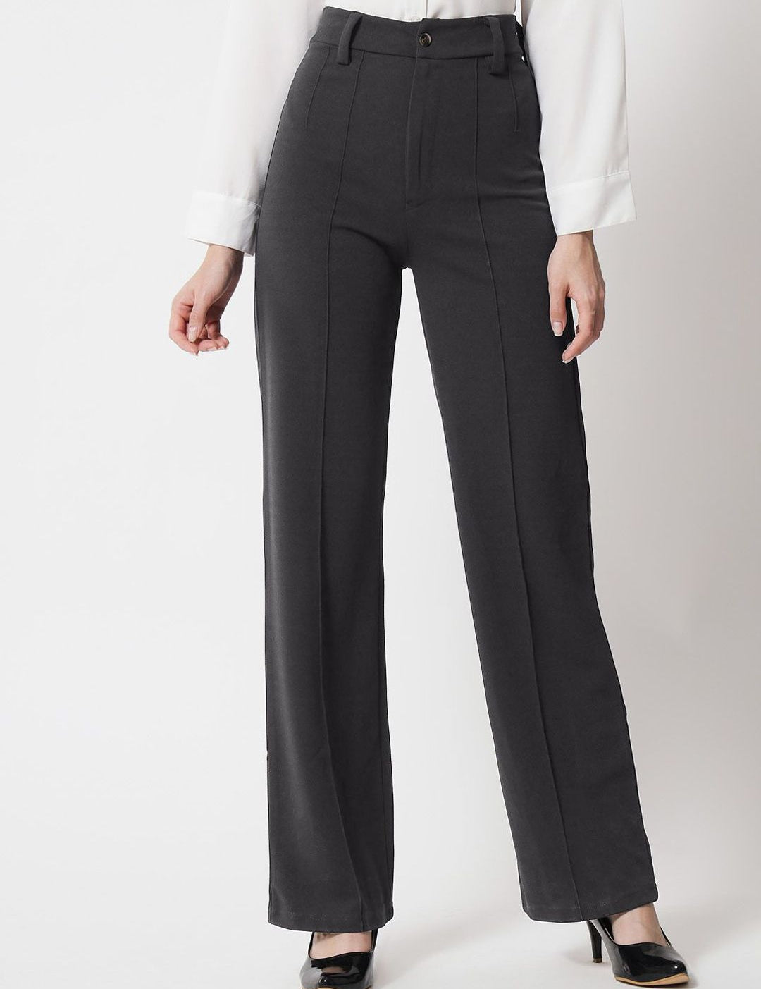 KOTTY BIZwear Women High-Rise Easy Wash Parallel Trousers