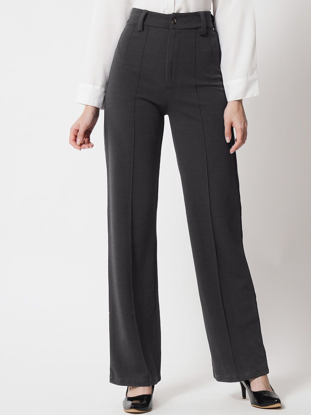 KOTTY BIZwear Women High-Rise Easy Wash Parallel Trousers