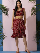 Kotty Floral Printed Top With Skirt Co-Ords