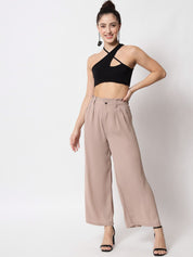 Kotty Women Relaxed Flared High-Rise Easy Wash Pleated Trousers