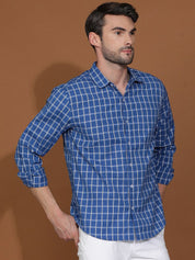 Kotty New Grid Tattersall Checks Spread Collar Casual Shirt