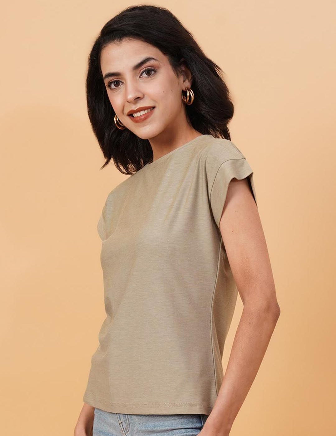 Kotty Round Neck Extended Sleeves Regular Fit T-shirt