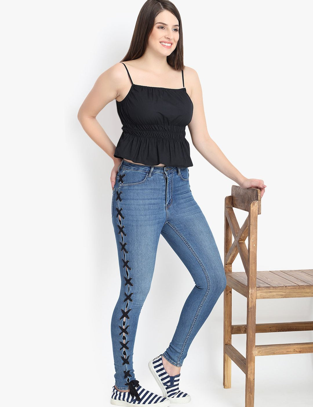 Kotty Women Blue Skinny Fit High-Rise Clean Look Stretchable Jeans