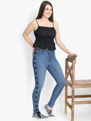 Kotty Women Blue Skinny Fit High-Rise Clean Look Stretchable Jeans