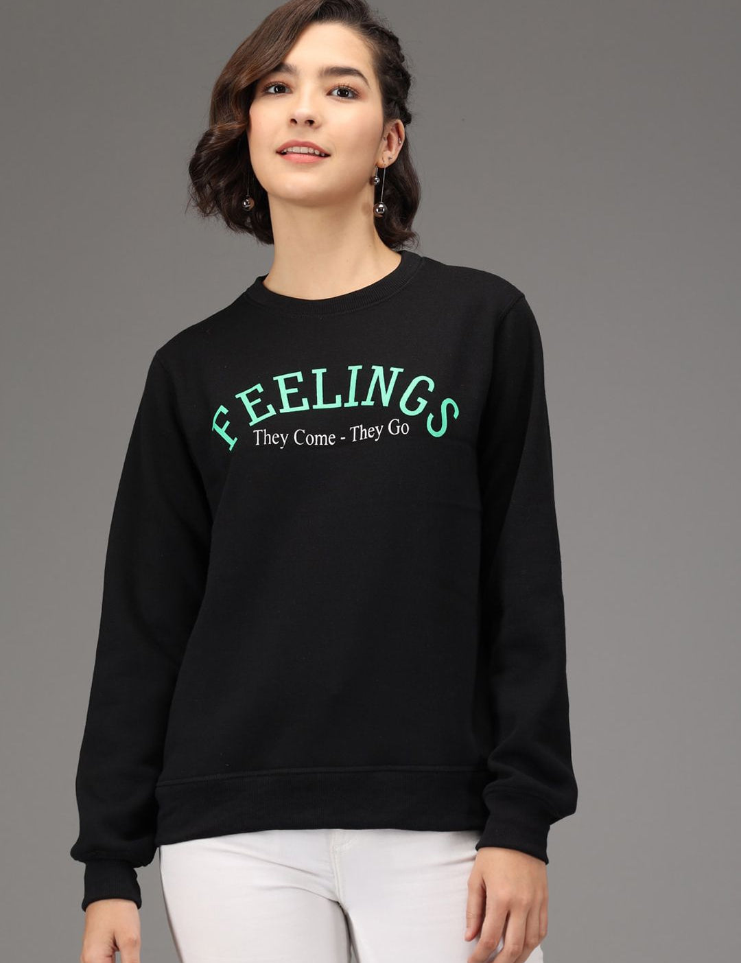 Kotty Women Black Printed Sweatshirt