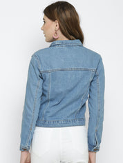 Kotty Women Blue Solid Denim Jacket