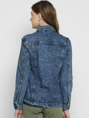 Kotty Women Blue Solid Denim Jacket