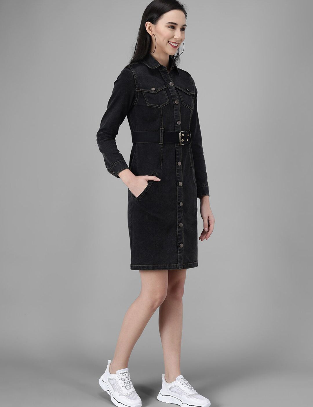 Kotty Women Black Solid Pinafore Dress