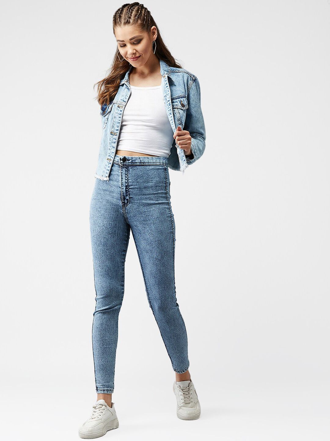 Kotty Women Blue Solid Denim Jacket