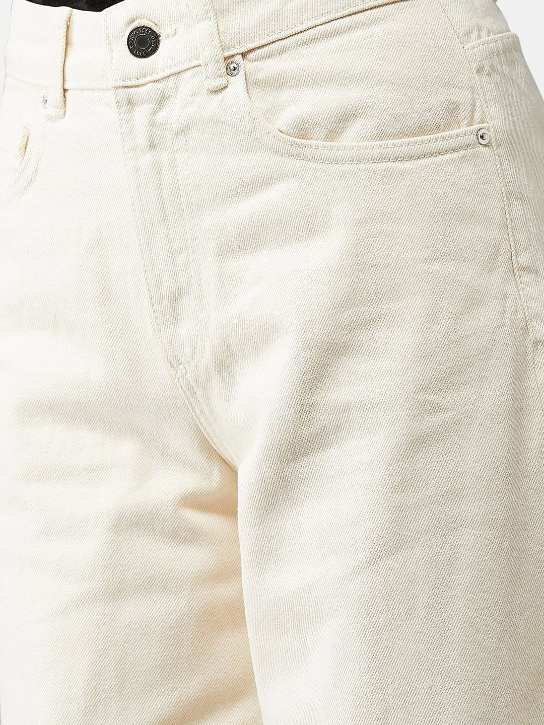 Kotty Women Cream-Coloured Flared High-Rise Clean Look Jeans