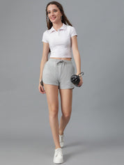 KOTTY Basics Women Grey Mid-Rise Running Sports Shorts