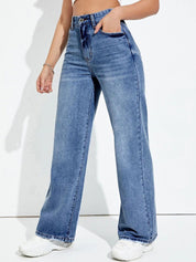 Kotty Women Jean Wide Leg High-Rise Heavy Fade Stretchable Jeans