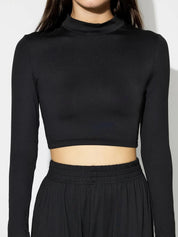 Kotty Black Round Neck Crop Top With Trouser
