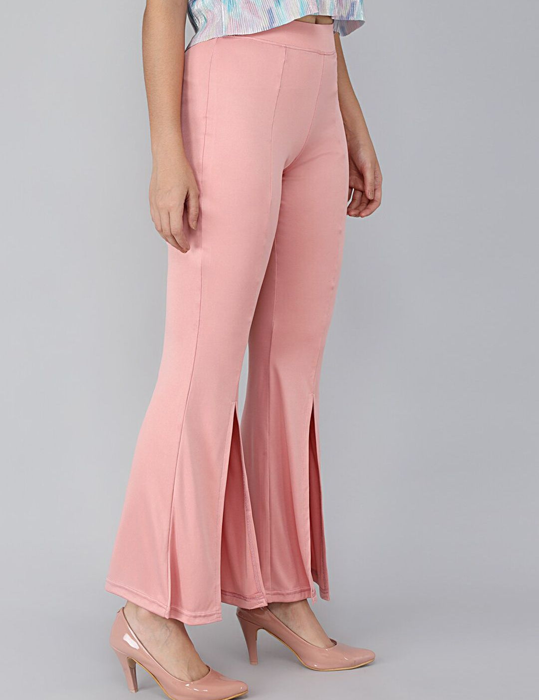 Kotty Women Pink Flared High-Rise Bootcut Trousers