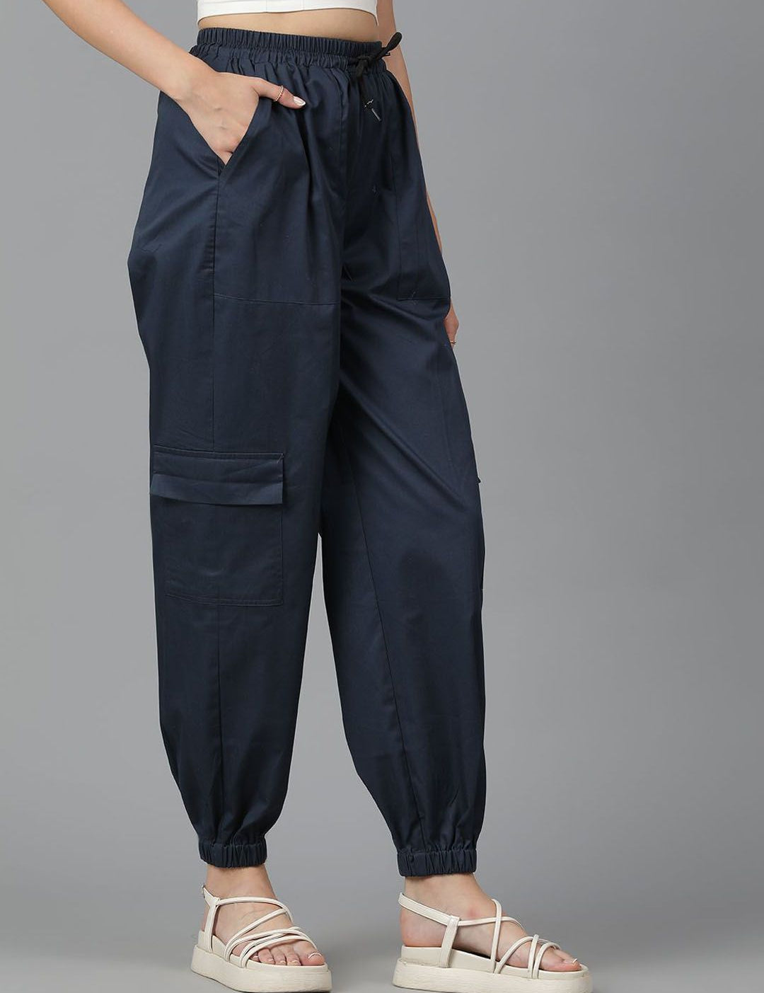 Kotty Women Blue High-Rise Easy Wash Joggers 