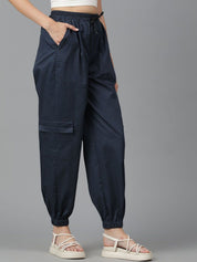 Kotty Women Blue High-Rise Easy Wash Joggers 