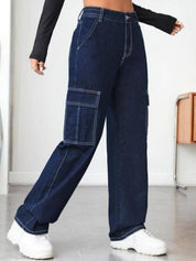 Kotty Women Blue Jean Straight Fit High-Rise Stretchable Cotton Jeans