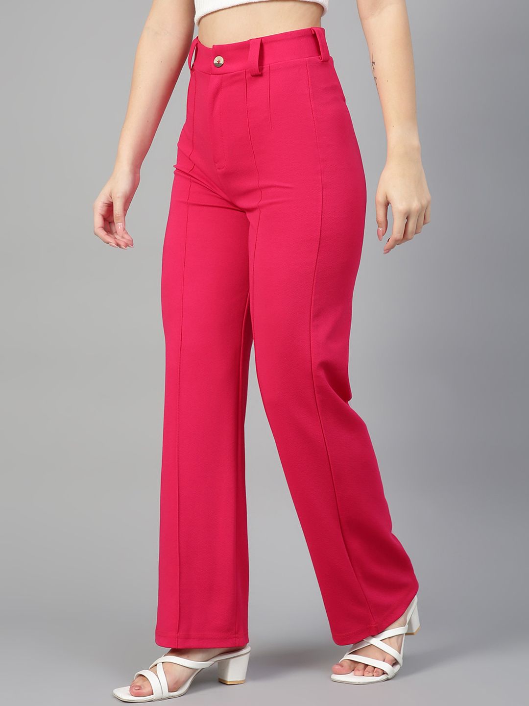 Kotty Women Pack Of 2 Relaxed Straight Leg Fit High-Rise Easy Wash Trousers