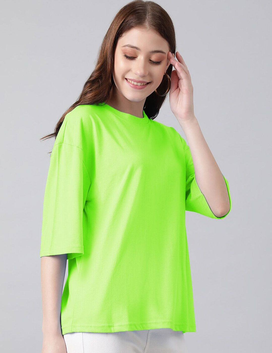 KOTTY Basics Basics Round Neck Drop-Shoulder Sleeves Oversized T-shirt