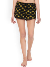 Kotty Women Black Graphic Printed Lounge Shorts