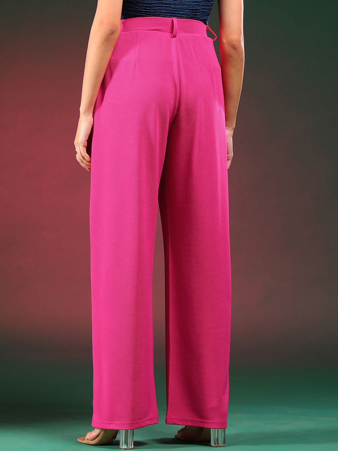 KOTTY BIZwear Women Relaxed Straight Fit High-Rise Easy Wash Parallel Trousers