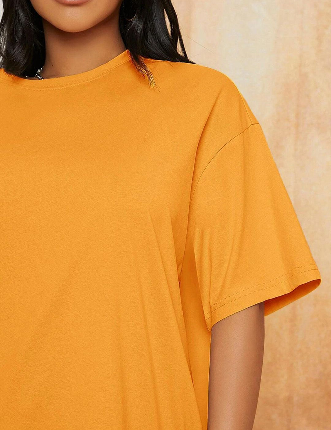 KOTTY Basics Round Neck Drop-Shoulder Sleeves Oversized Fit Cotton T-Shirt