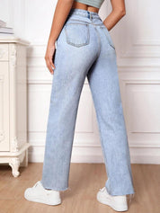 Kotty Women Blue Jean Straight Fit High-Rise Heavy Fade Clean Look Stretchable Jeans