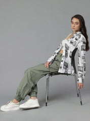 Kotty Women High-Rise Easy Wash Cotton Cargos Trousers