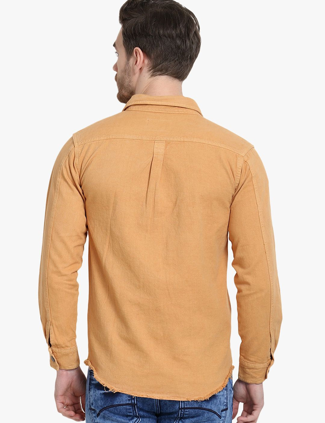 Kotty Men Yellow Solid Denim Jacket