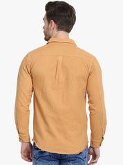 Kotty Men Yellow Solid Denim Jacket