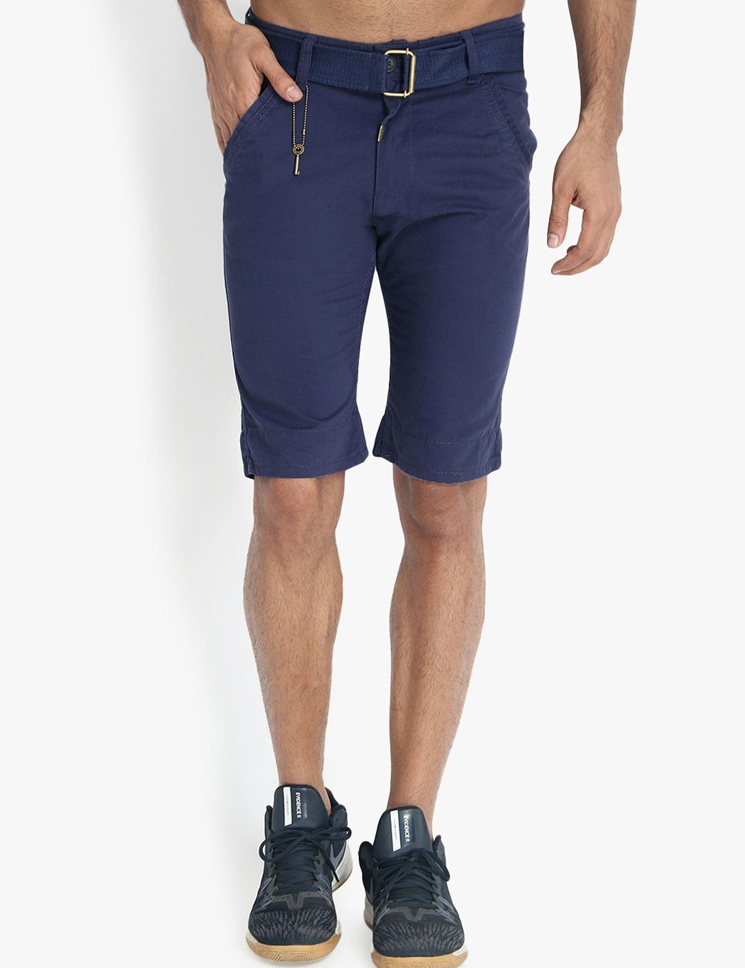 Kotty Men Blue Solid Regular Fit Regular Shorts