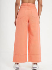 Kotty Women Orange Jean Flared High-Rise Stretchable Jeans