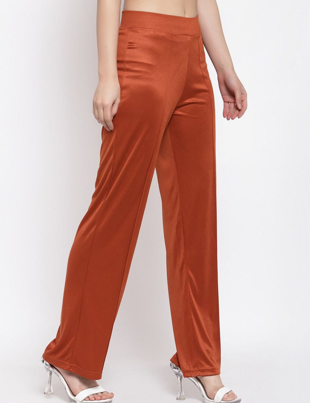 Kotty Women Orange Flared High-Rise Parallel Trousers