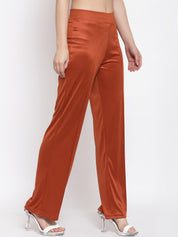 Kotty Women Orange Flared High-Rise Parallel Trousers