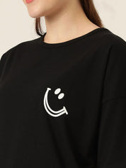 Kotty Round Neck Drop-Shoulder Sleeves Oversized T-shirt