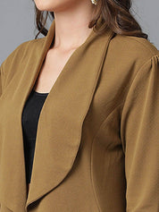 KOTTY BIZwear Brown Shawl Neck Coat With Trousers