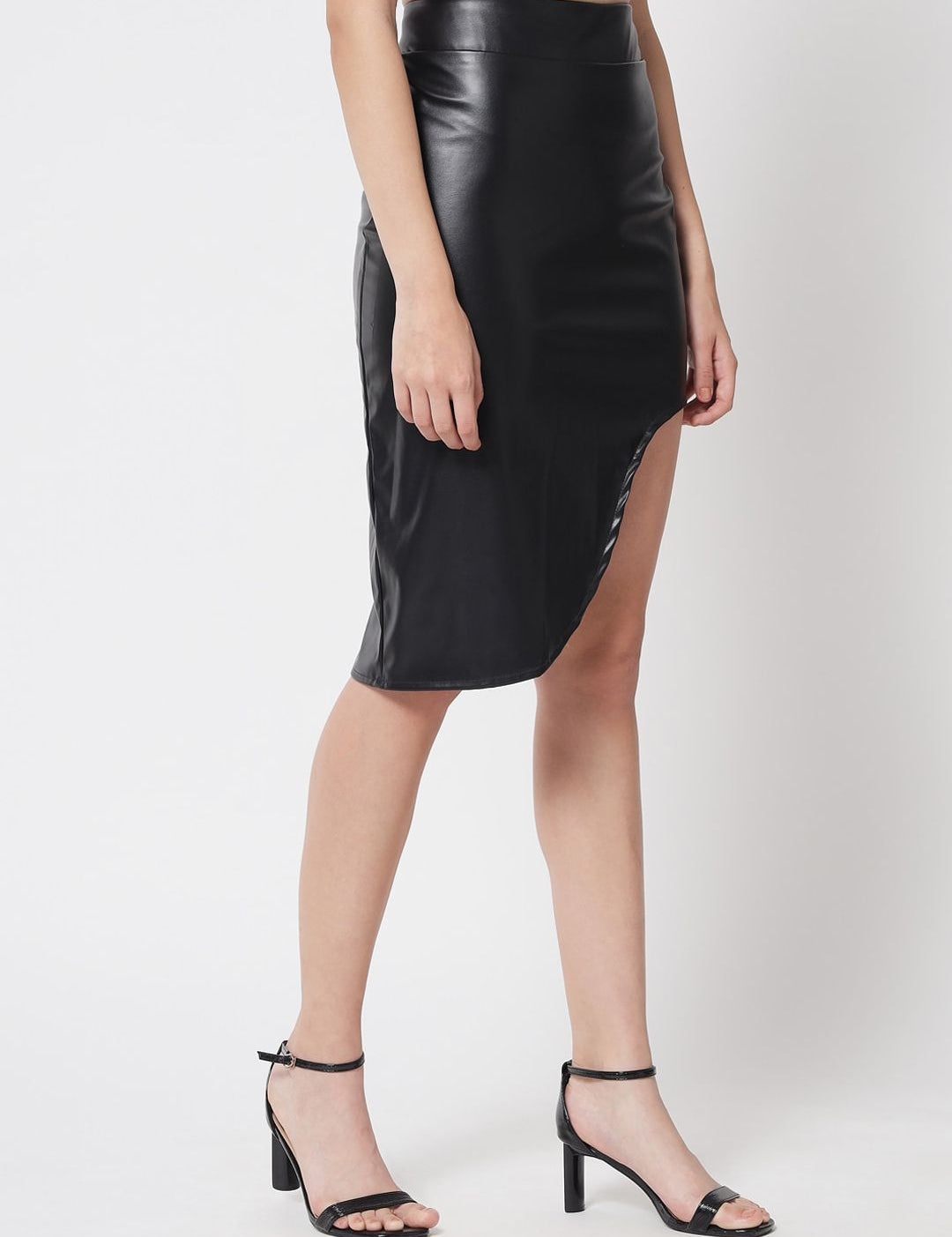 Kotty Women Black Faux Leather PU Skirt