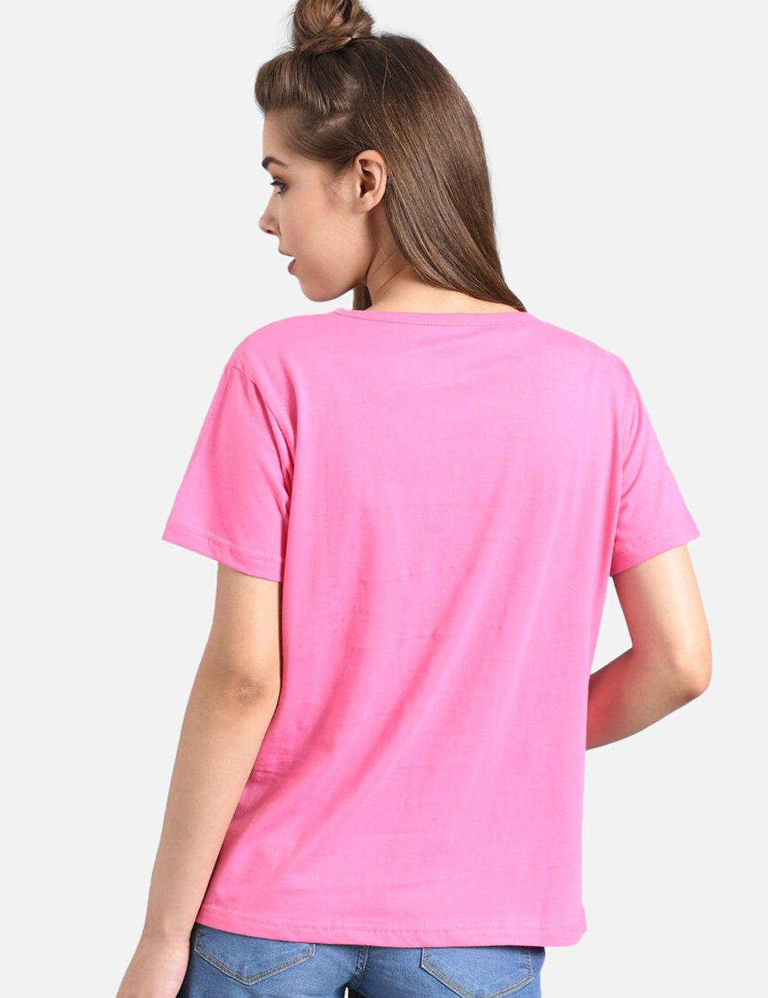Kotty Women Pink Printed Round Neck T-shirt