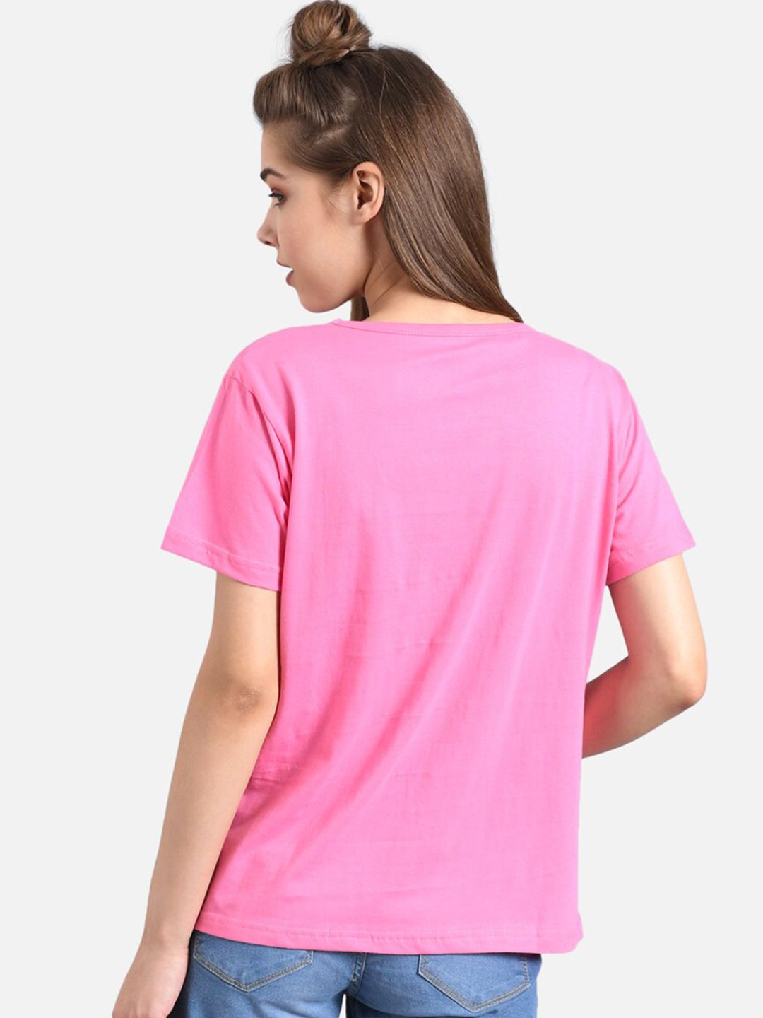 Kotty Women Pink Printed Round Neck T-shirt