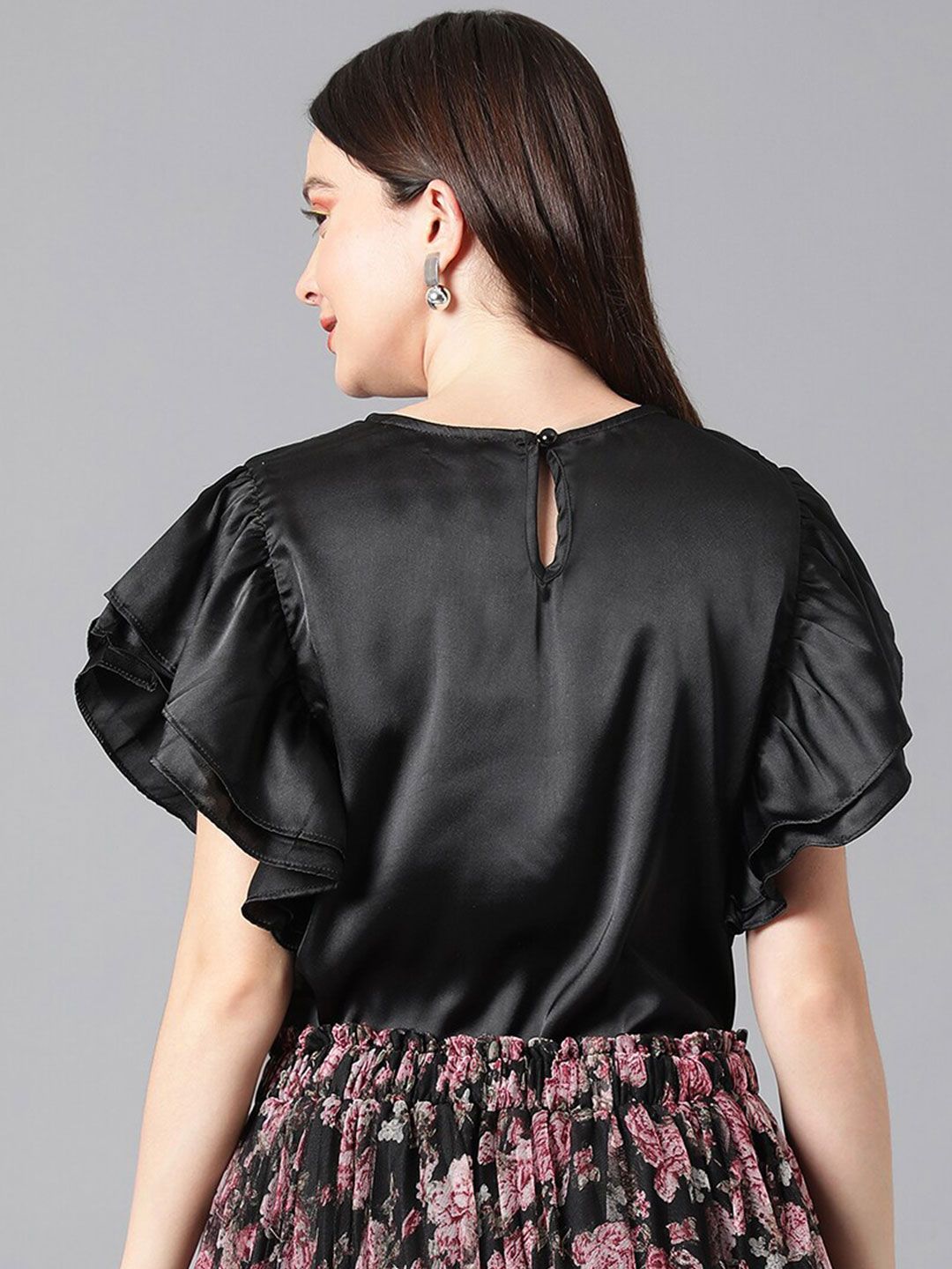 Kotty Flutter Sleeve Satin Top