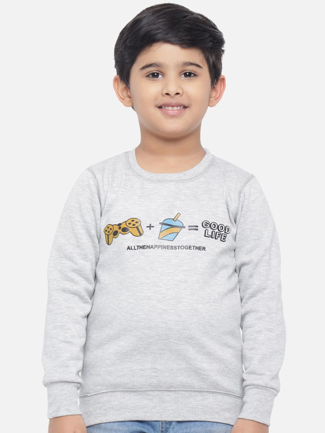 Kotty Boys Grey Printed Sweatshirt