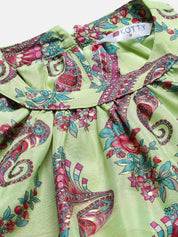 Kotty Green And Maroon Paisley Printed Halter Neck Tiered Fit & Flare Midi Dress