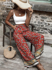 Kotty Women Multicoloured Ethnic Motifs Printed Flared High-Rise Easy Wash Trousers