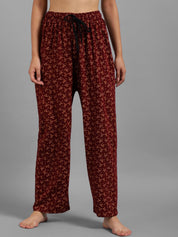 Kotty Women Maroon Printed Lounge Pants
