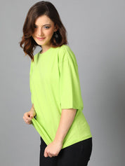 Kotty Round Neck Drop-Shoulder Sleeves Oversized T-shirt