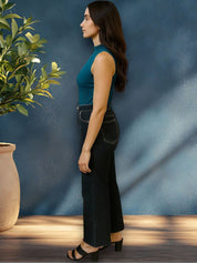 Kotty Women Flared High-Rise Stretchable Cropped Jeans