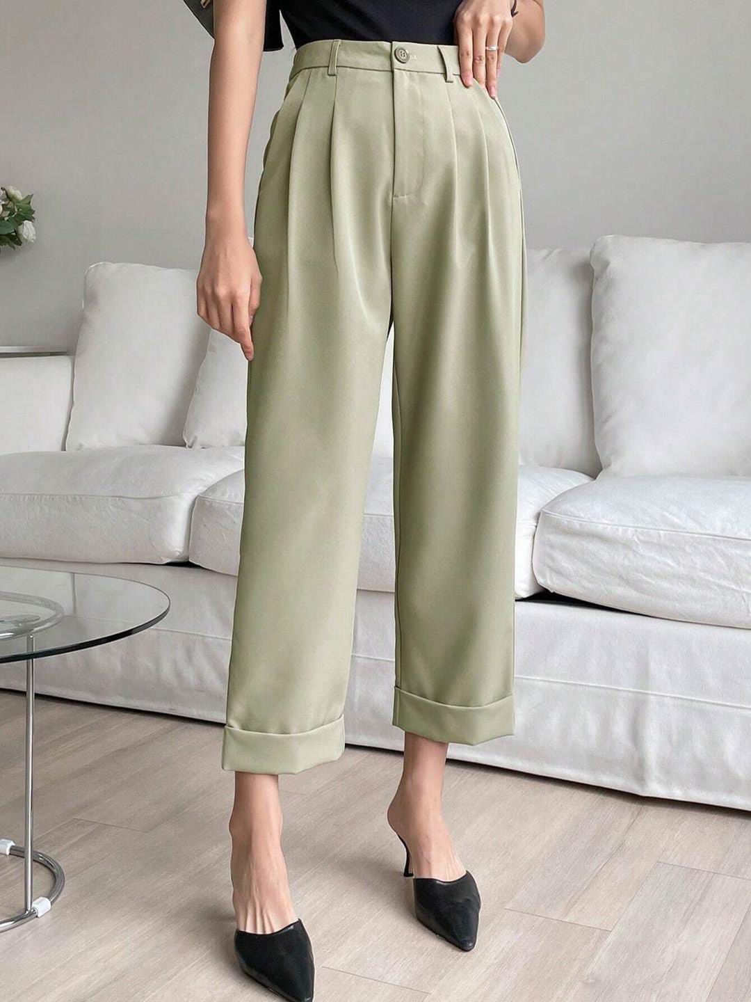 Kotty Women Relaxed Straight Leg Straight Fit Easy Wash Parallel Trousers