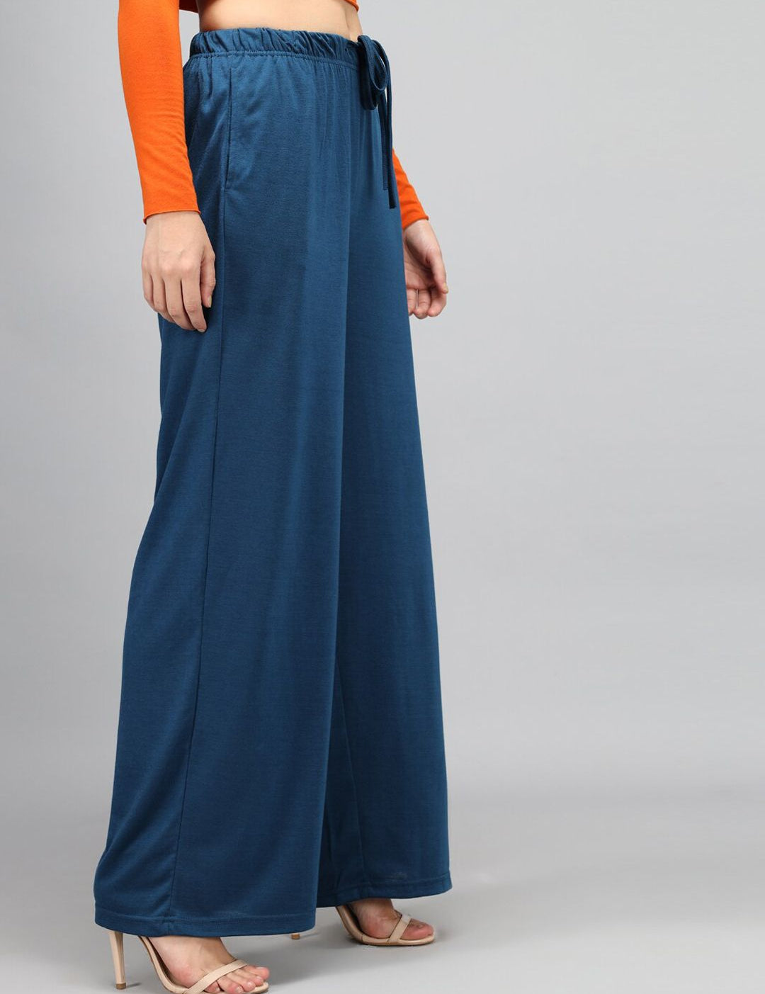 Kotty Women Blue Loose Fit High-Rise Parallel Trousers